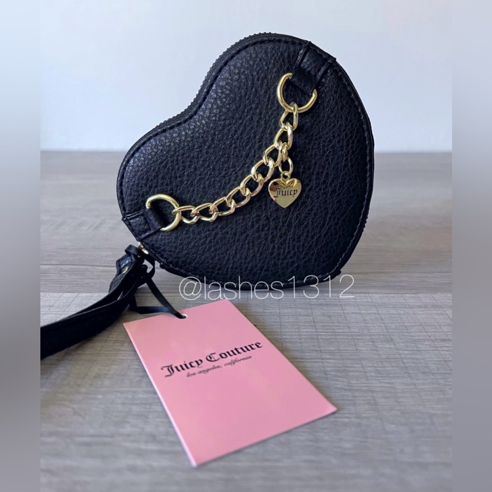 JUICY COUTURE Wallet Luxe Links Heart Wristlet - Black